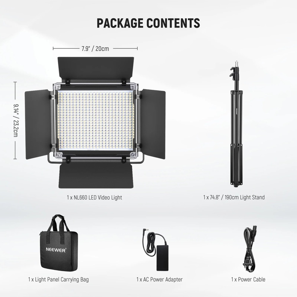 (2) NEEWER NL660 Bi-Color LED Video Light - Picture 7 of 9